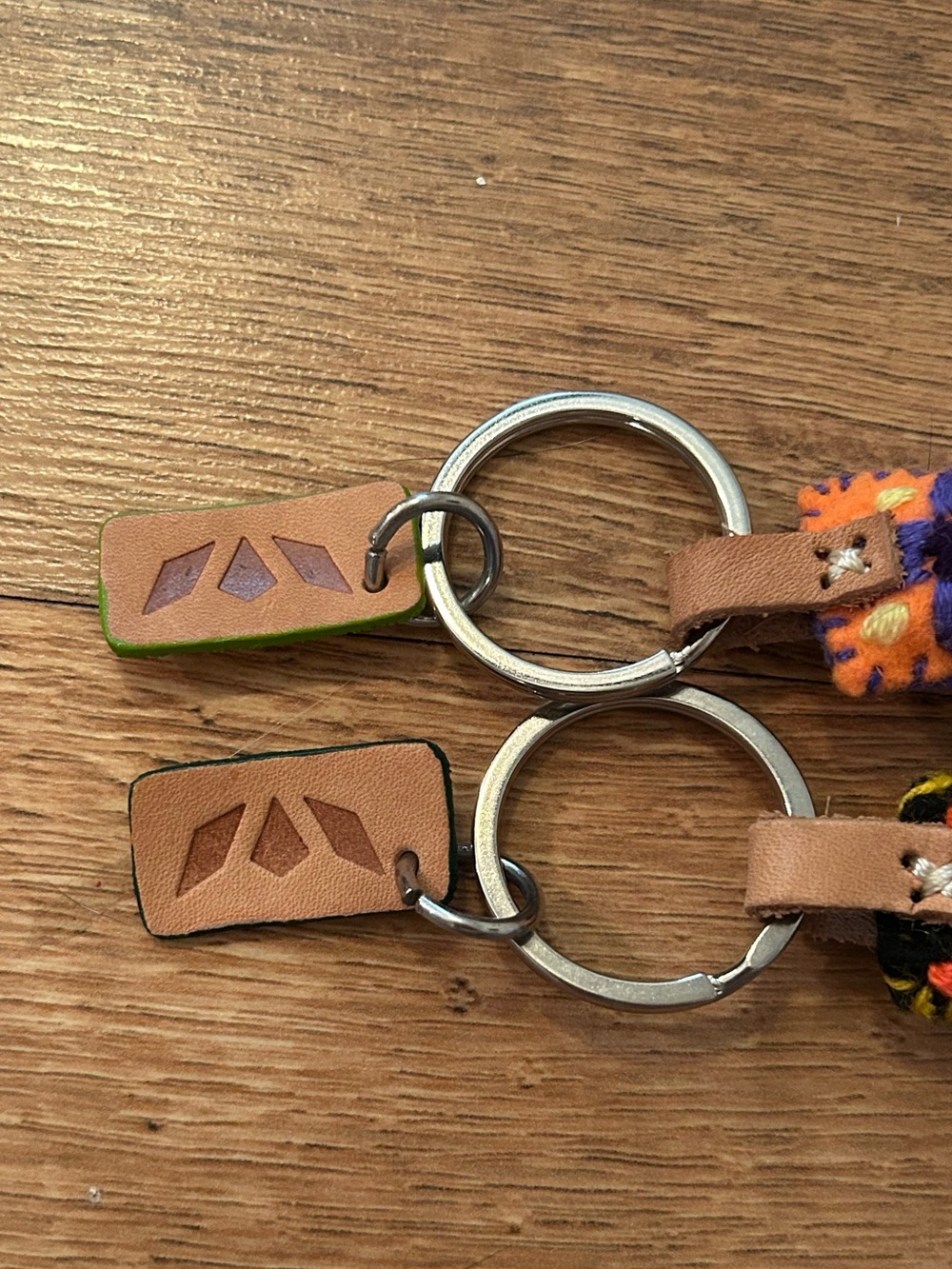 Consuela Two Embroidered Felt Letter “L” Bag Charms in Black and Orange - Picture 6 of 8